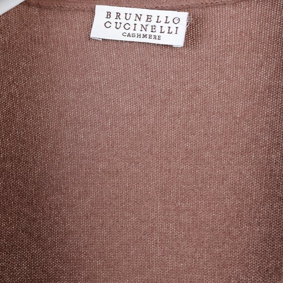Brunello Cucinelli Dusty Rose Cashmere V-Neck Cardigan - Picture 4 of 9
